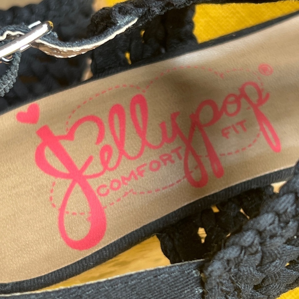 Jellypop Wedge Black Woven Sandals - Picture 2 of 9